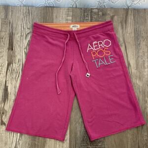 Aeropostale Y2K Shorts Long Sweat Shorts Draw String Hot Pink Size Small